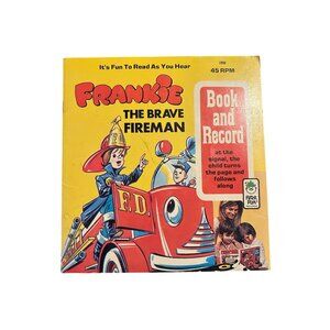 Frankie The Brave Fireman 1959 Childrens Story Book & 45 RPM Record By Peter Pan